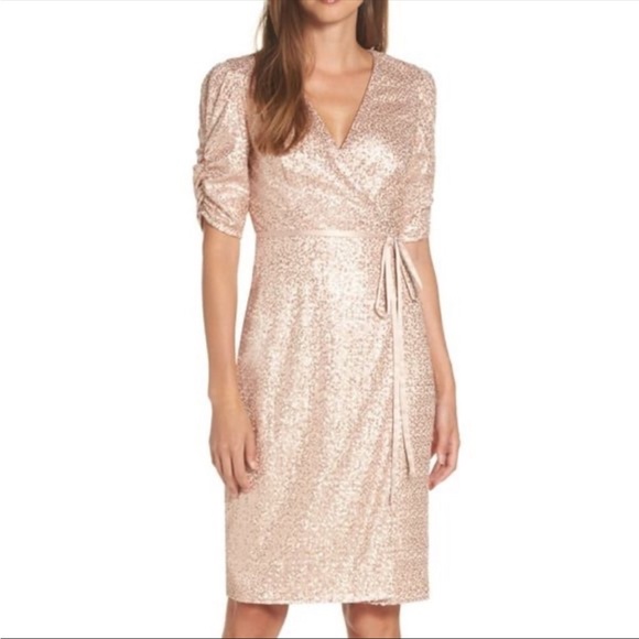 Eliza J Rose Gold Sequin Dress - Picture 1 of 9